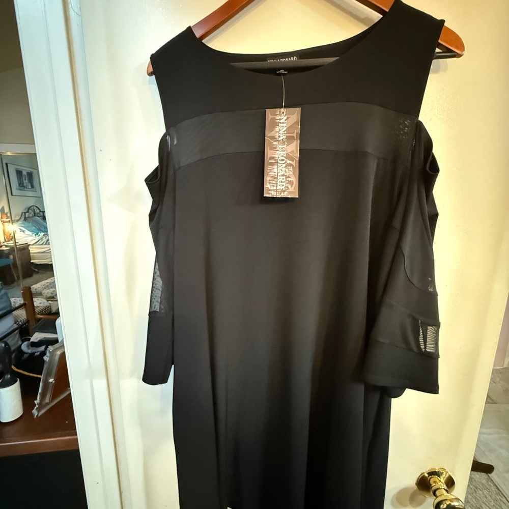 Nina Leonard Black Cold Shoulder Dress